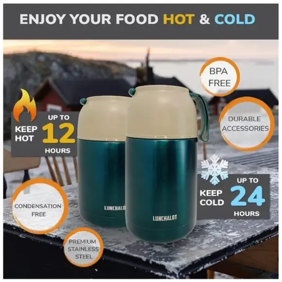 Insulated Food Jar for Hot Food in a Bag - 15 & 21 Oz Soup Lunch Box Container f - Picture 5 of 7